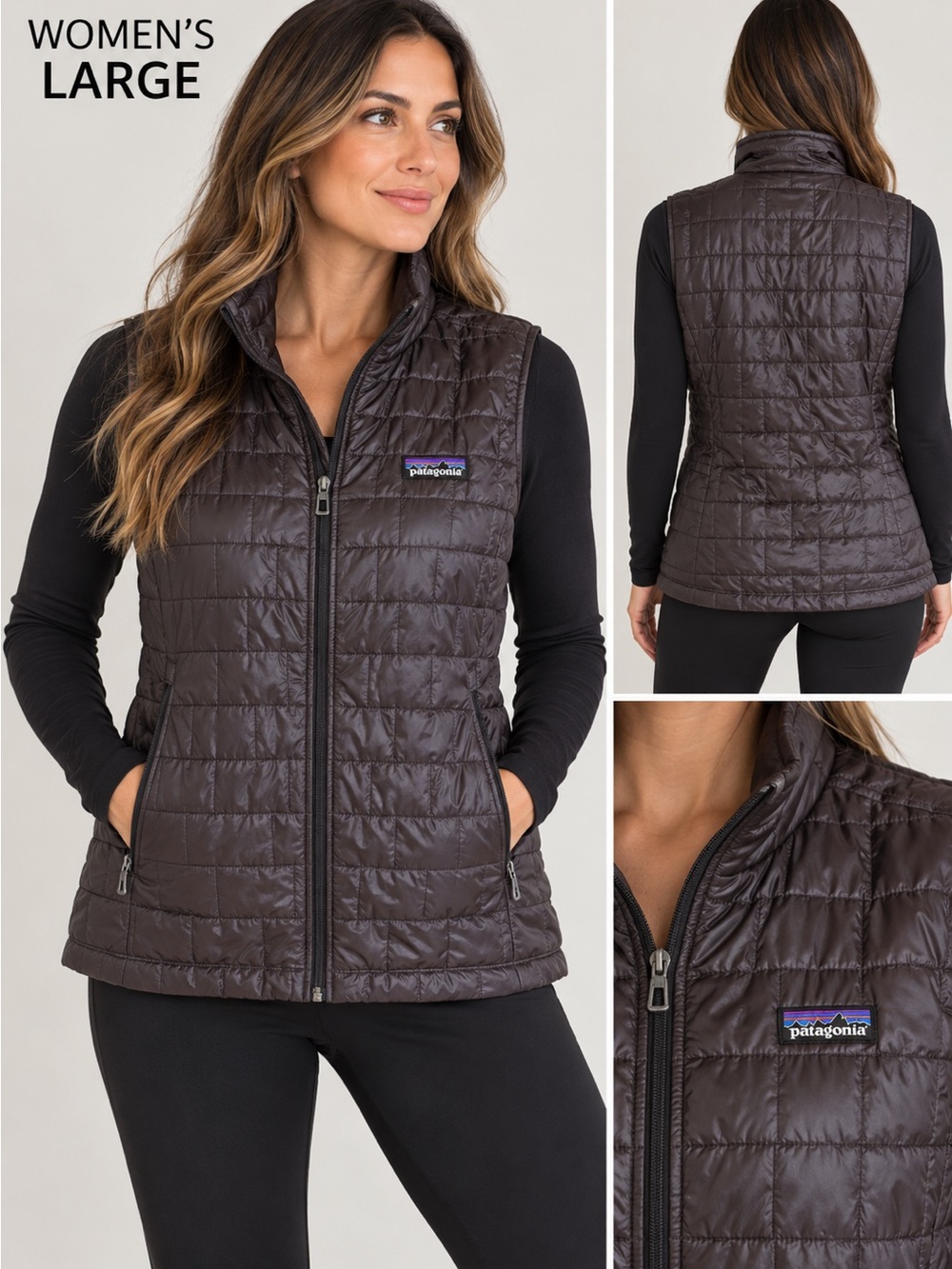 Patagonia Women’s large Quilted Packable Vest -black